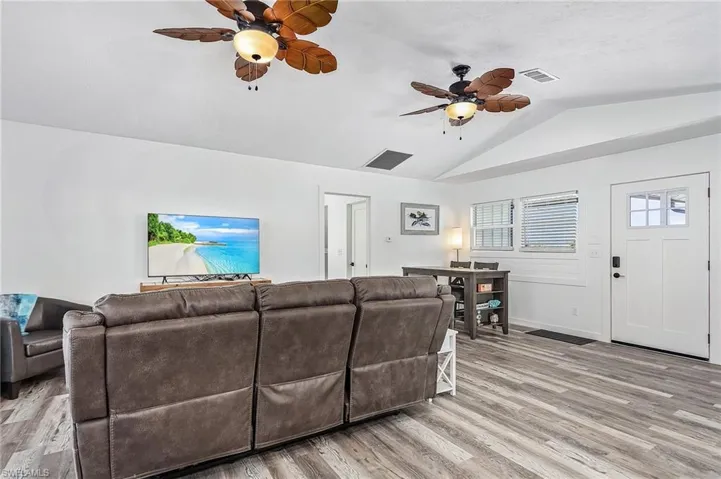 Living Room with cathedral ceiling.