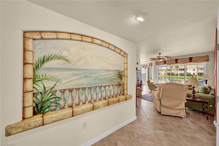 Hand painter mural in entry foyer