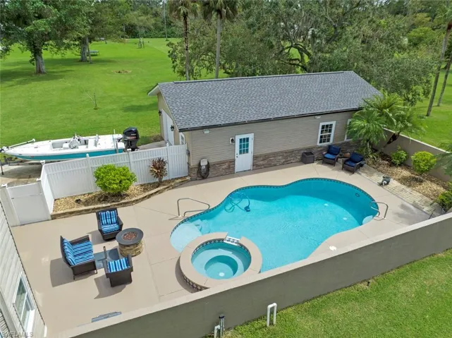 Aerial view of pool area