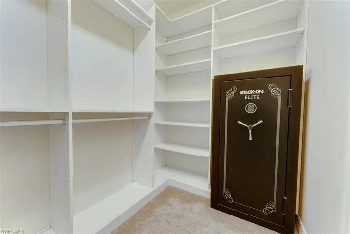 Spacious closet with light colored carpet