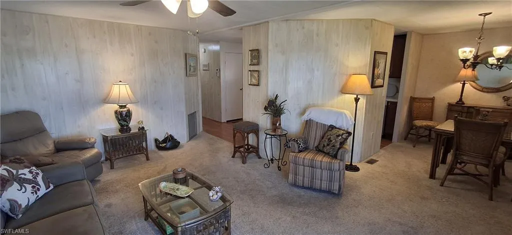 Living room featuring walk around layout
