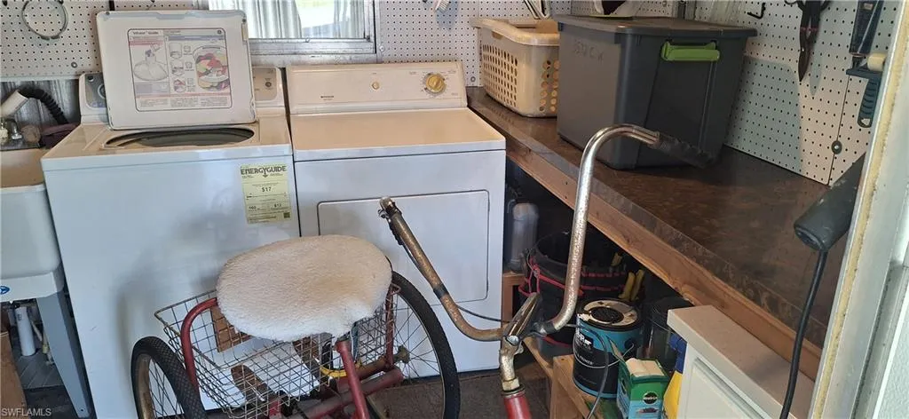 washing machine and clothes dryer, shelving and storage - Trike included