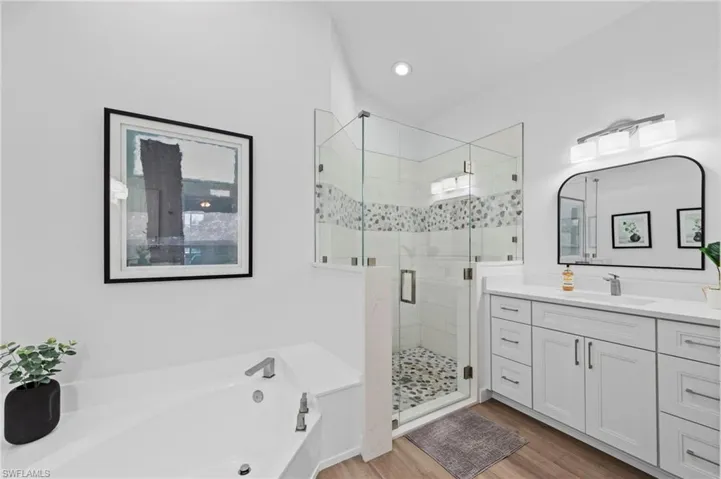 dual vanities and large walk in shower