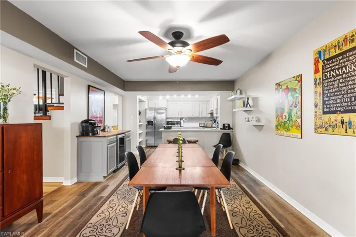 Spectacular remodeled kitchen with luxury waterproof vinyl flooring. wine bar offers an wine cooler.
