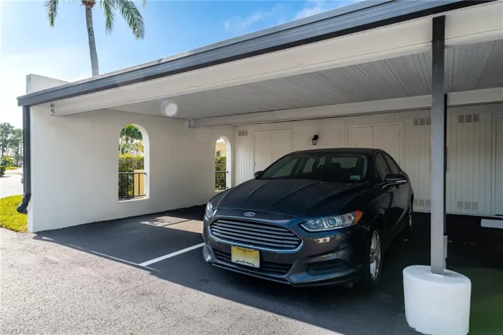 View of covered parking lot