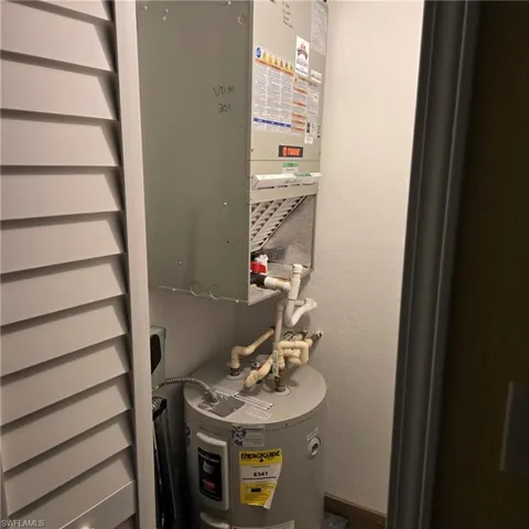 Utility room with water heater and heating unit