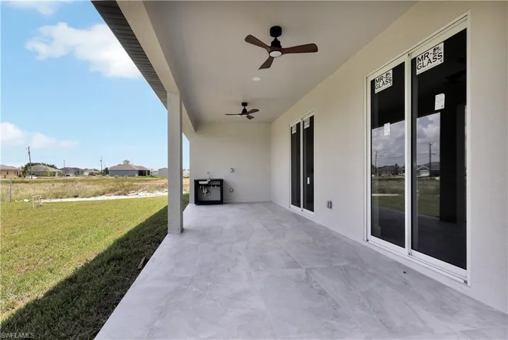 View of patio / terrace featuring ceiling fan