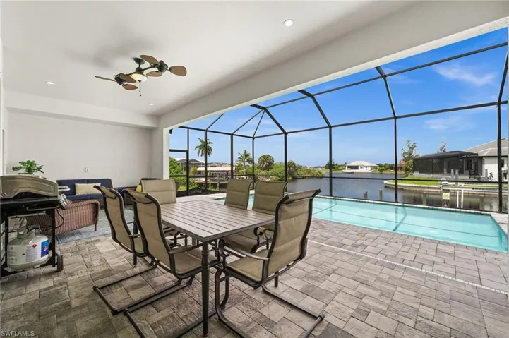 Large covered lanai with pre wired and plumbed for an outdoor kitchen