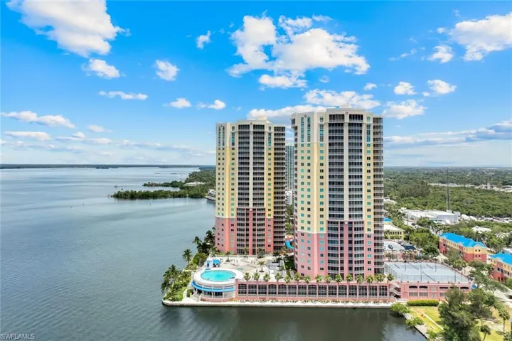 Drone / aerial view of a nearby body of water