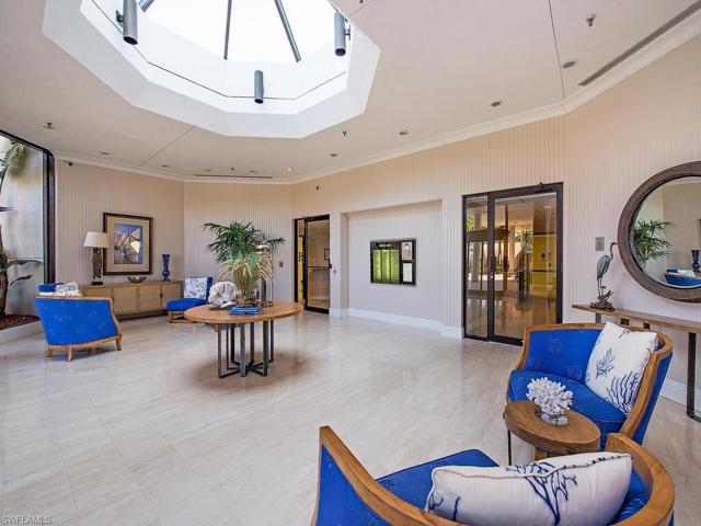 Clean and updated lobby with security access.