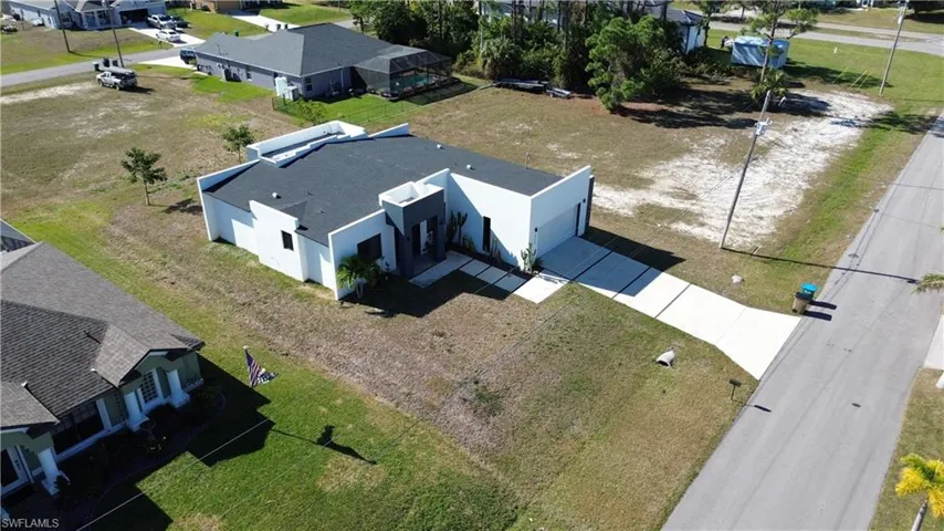 Aerial perspective of suburban area