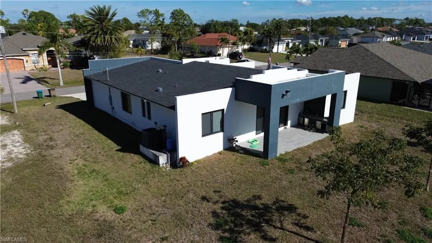 Aerial perspective of suburban area
