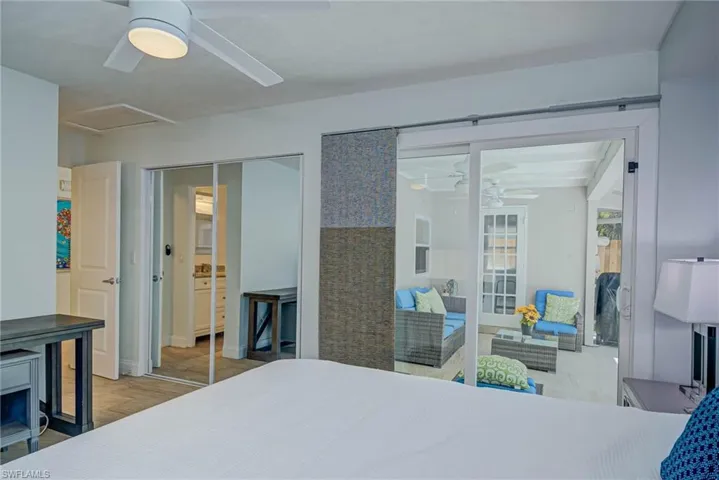 Bedroom with a closet and ceiling fan