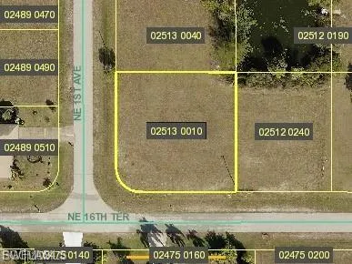 Aerial overview of property's location with property boundaries highlighted