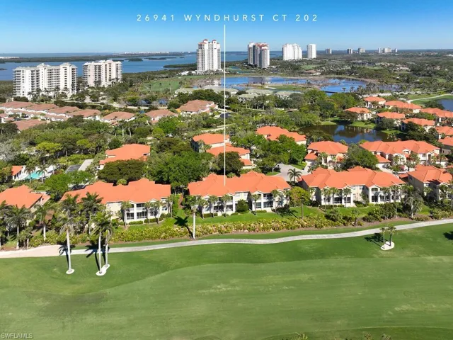 Aerial view showcasing the lush greens and surrounding community.