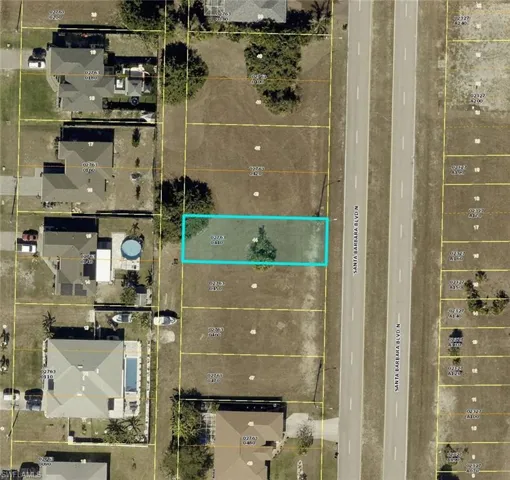 Aerial Parcel Map. Highlighting the boundaries and location of the property