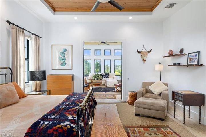 Master's Wing with Sun Room with cypress ceiling, Inset matching window blinds