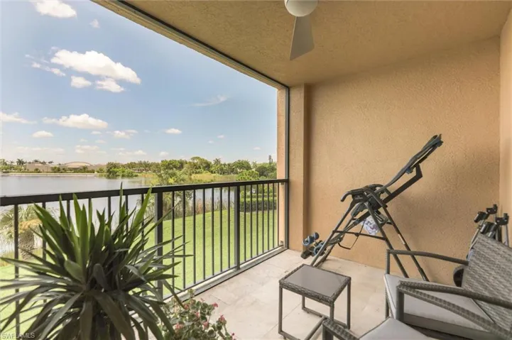 Balcony with a water view