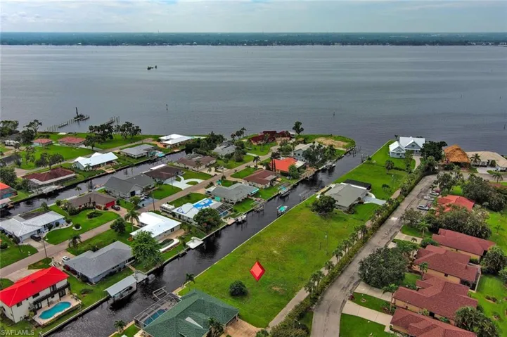 Bird's eye view featuring a water view and a residential view