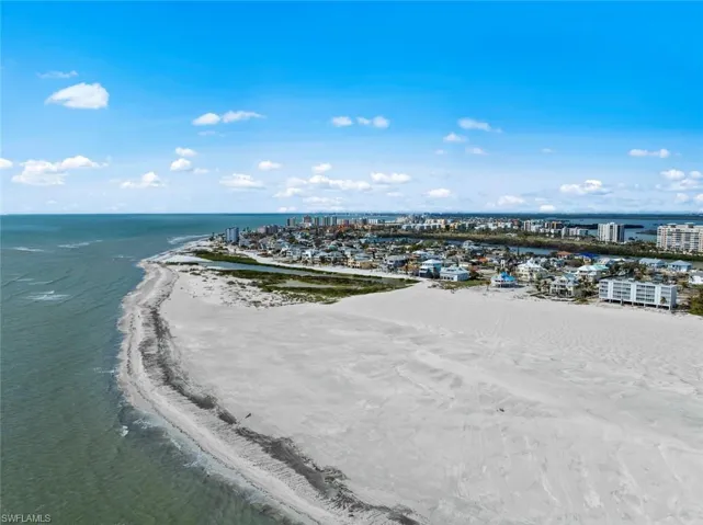 Birds eye view of property featuring a water view, a view of city, and a view of the beach