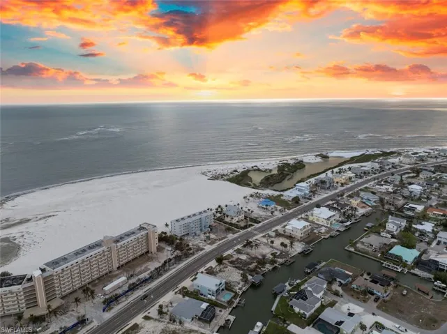 Aerial view at dusk with a water view