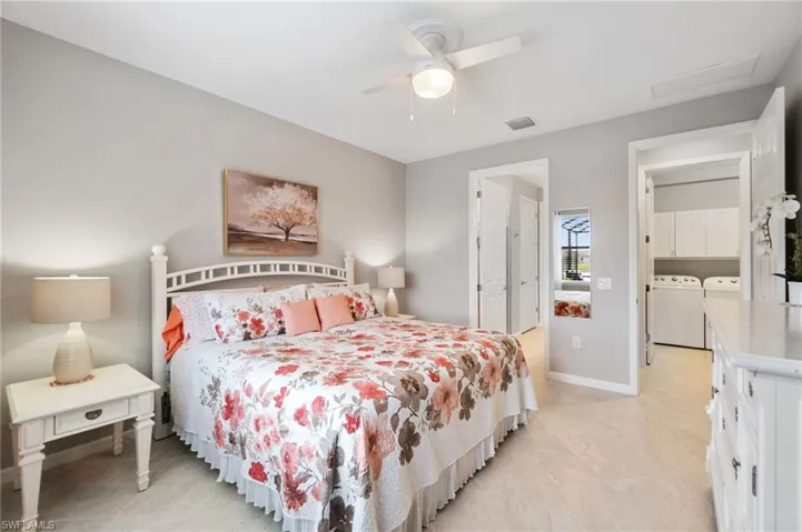 Hallway to bedroom creates privacy from living room