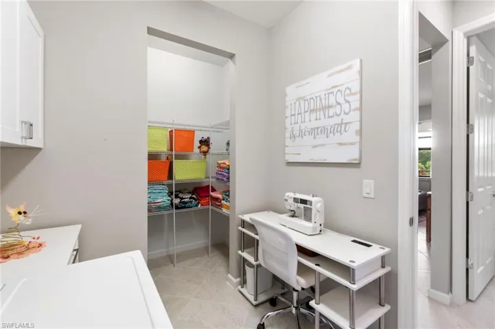 Office featuring extra storage and space for crafts or a hobby!