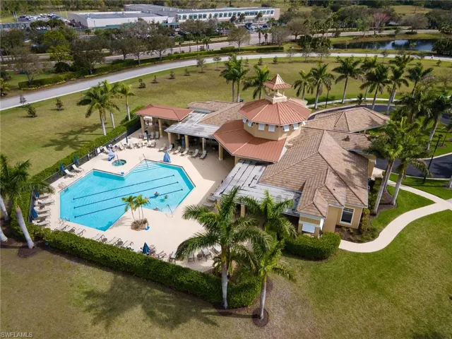 Drone / aerial view of a pool