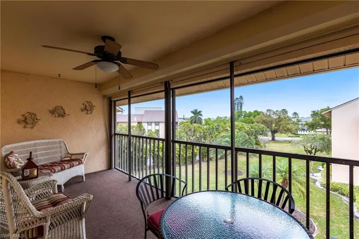 Screened balcony with hurricane shutters