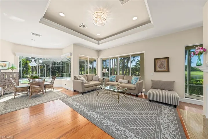 Spacious family room open to the chef's kitchen with loads of natural light