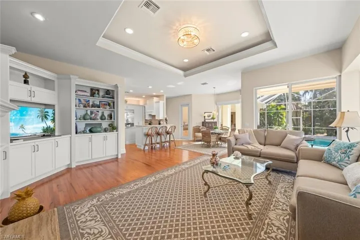 Spacious family room open to the chef's kitchen with loads of natural light