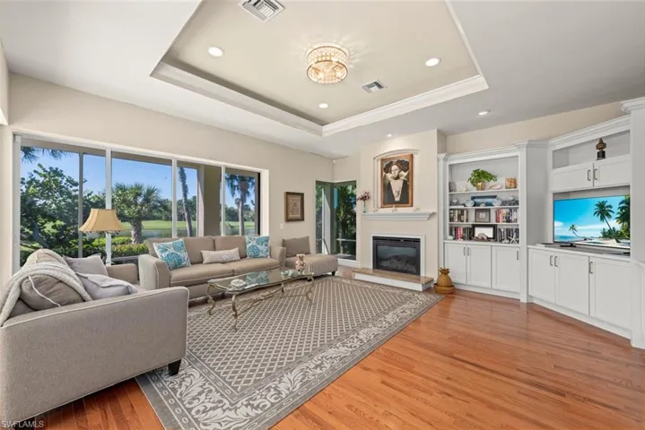 Spacious family room open to the chef's kitchen with loads of natural light