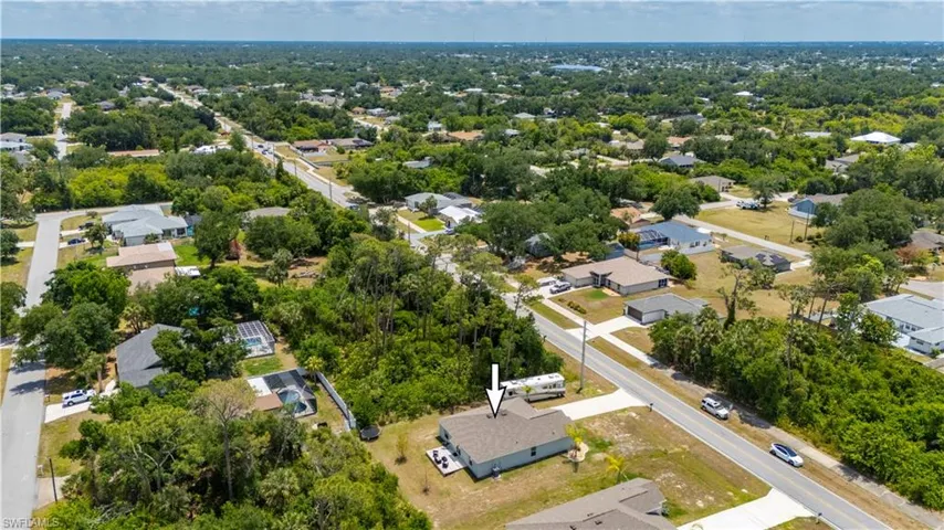Aerial view of residential area