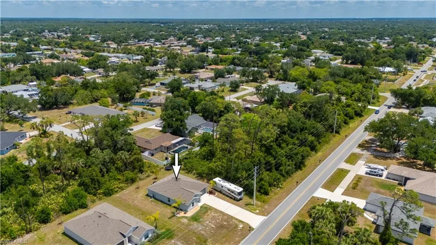 Aerial perspective of suburban area