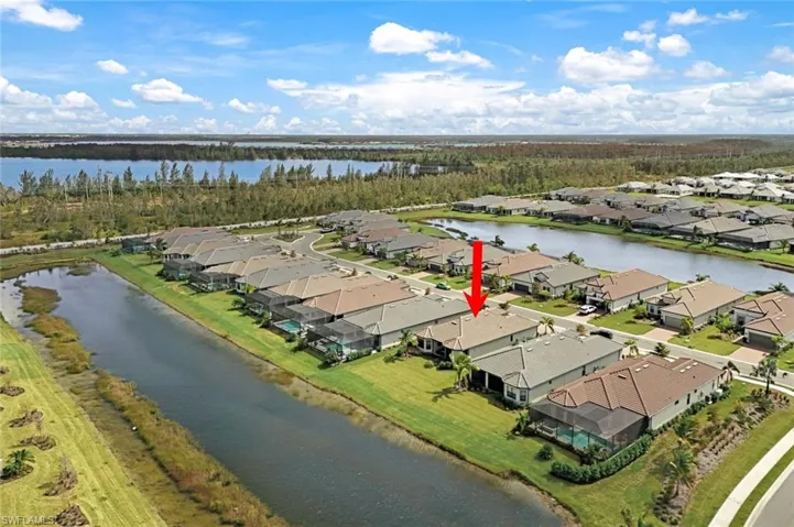 Bird's eye view featuring a residential view and a water view