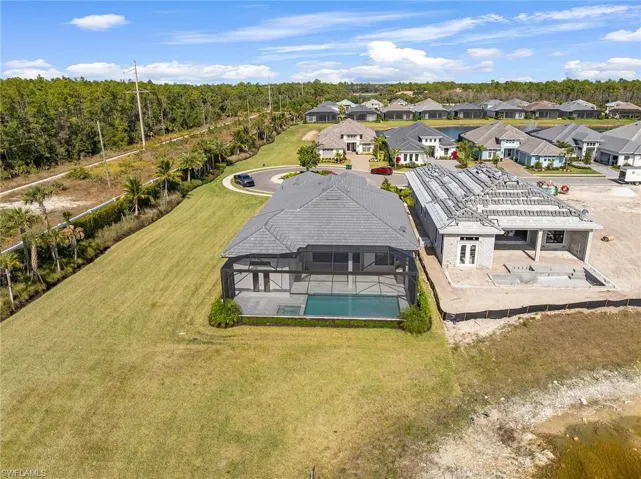Aerial perspective of suburban area