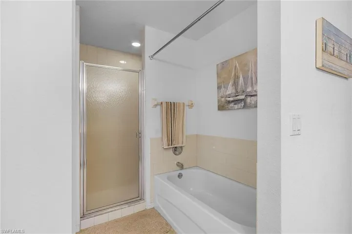 Walk in shower and tub, private commode