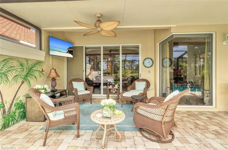 Pool Area with an Amazing Sitting area to Relax and watch TV with Friends and Neighbors