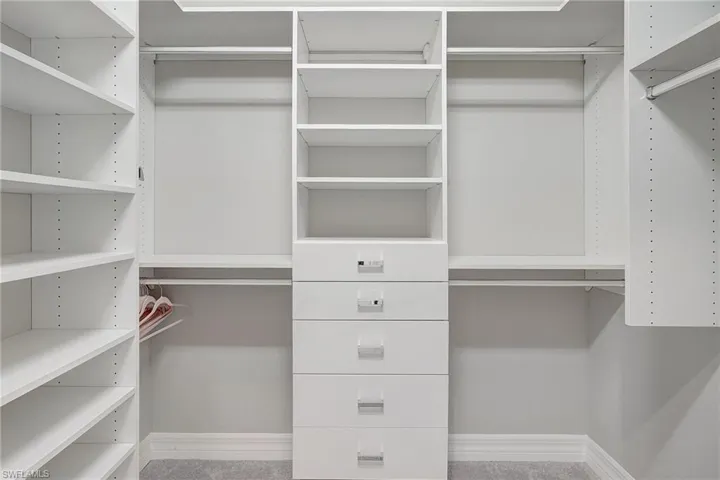 Walk in closet with carpet