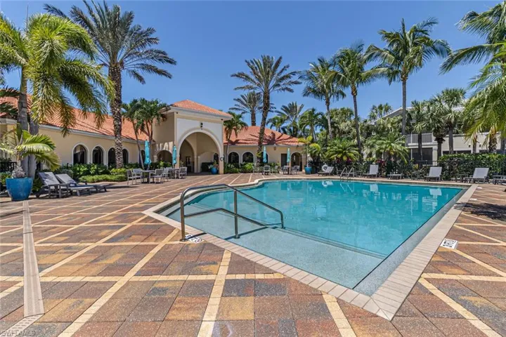 Community pool featuring a patio