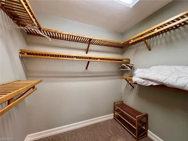 Walk in closet with carpet flooring