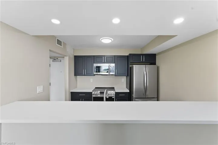 Kitchen featuring stainless steel appliances and recessed lighting