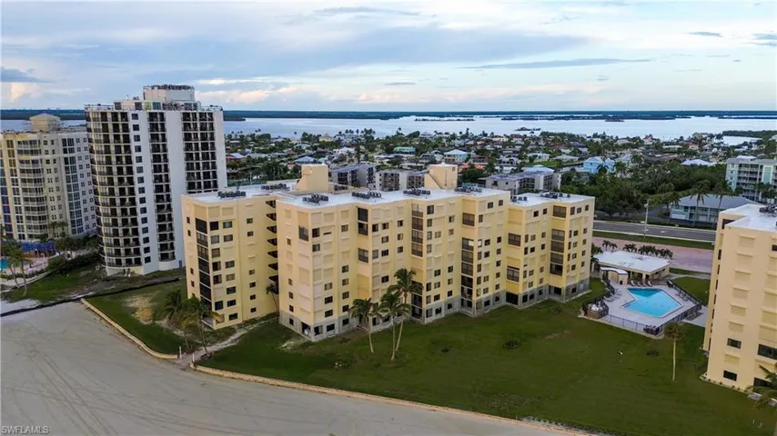 Drone / aerial view of a nearby body of water
