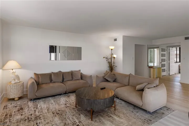 Living room with wood finished floors