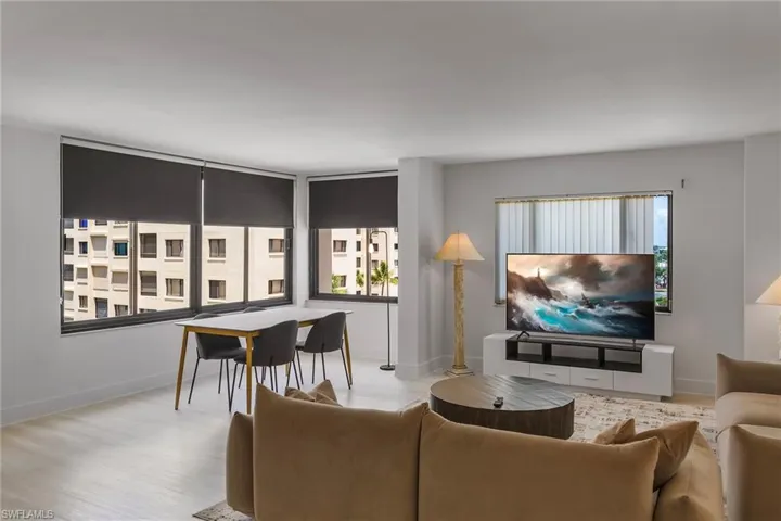 Living area with wood finished floors