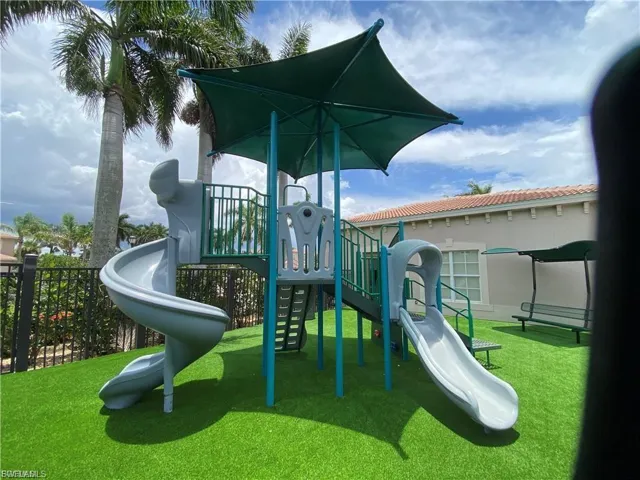 Community play area with a yard