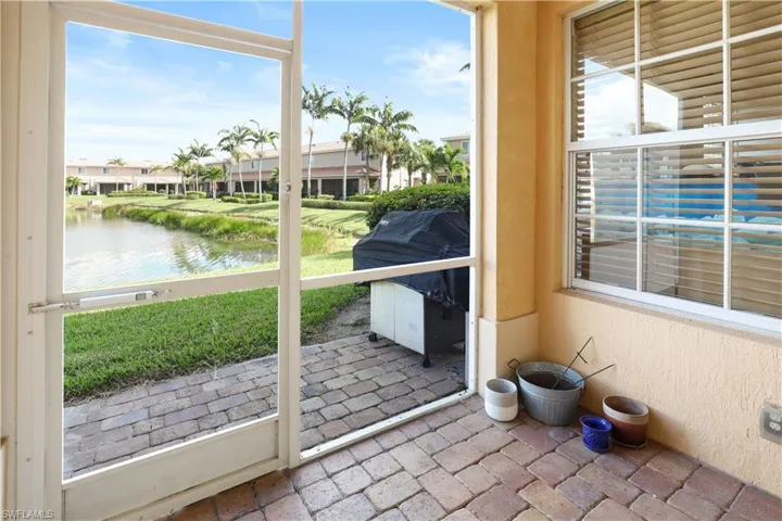 Back lanai with a water view