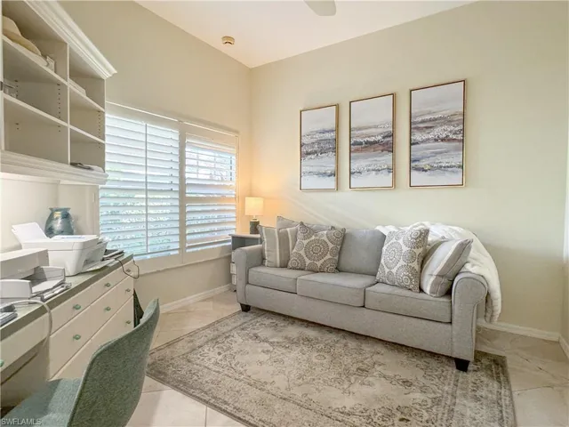 View of tiled living room