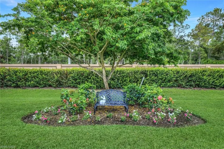 View of large, private, fenced in backyard