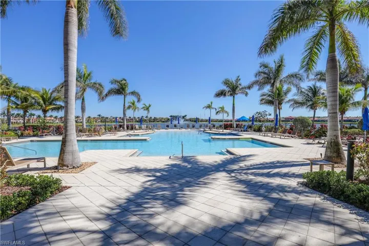 Community pool featuring a patio area